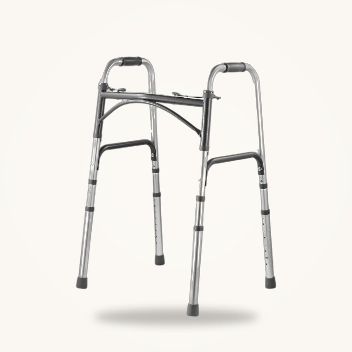 Déambulateur pliable léger en aluminium, montants réglables et embouts antidérapants